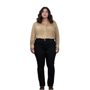 High Profile Button Down Blouse Beige Size 20W VTG